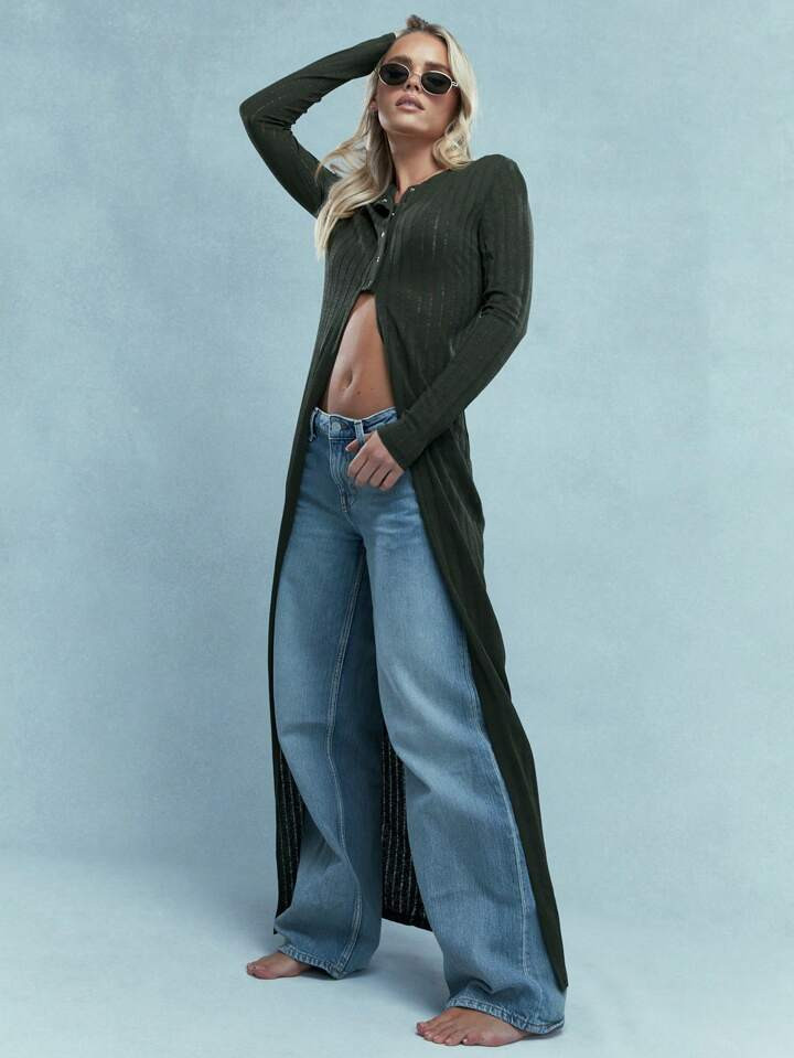 MISSGUIDED Long Sleeve Top With Split Hem | SHEIN USA | SHEIN