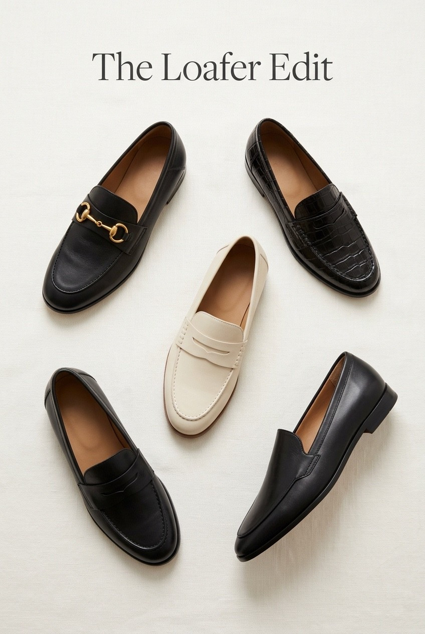 Polished loafers that make workwear feel sharper, cleaner, and easier to repeat. These are the styles that work hardest with tailored trousers, softer office outfits, and a more refined business-casual wardrobe. Shop the loafer edit below.