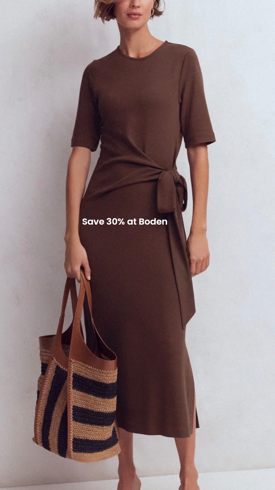 This beautiful dress has a flattering sleeve length and the tie detail gives you shape while disguising the tummy area 🤎🤎

#LTKsummer #LTKstyletip #LTKover50style