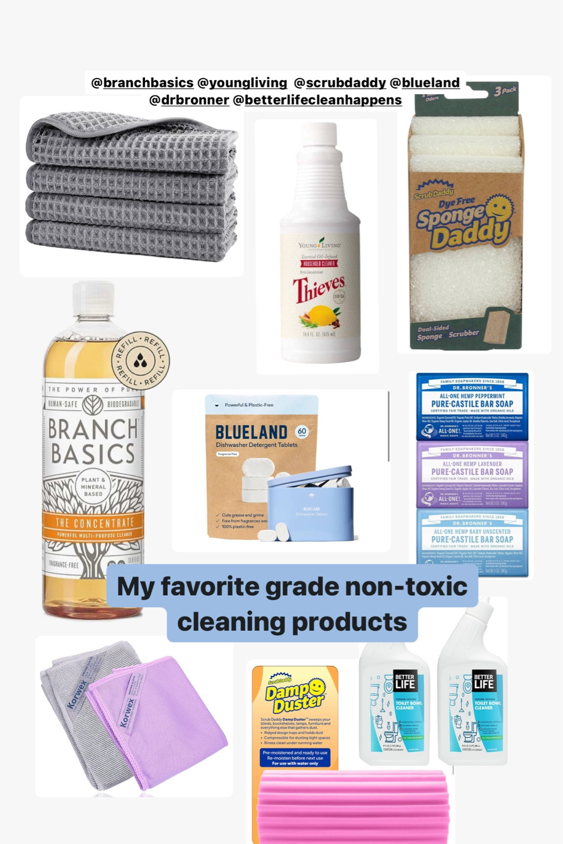 Favorite non toxic grade A cleaning products! You don’t need 100 different products to clean your house just these! 