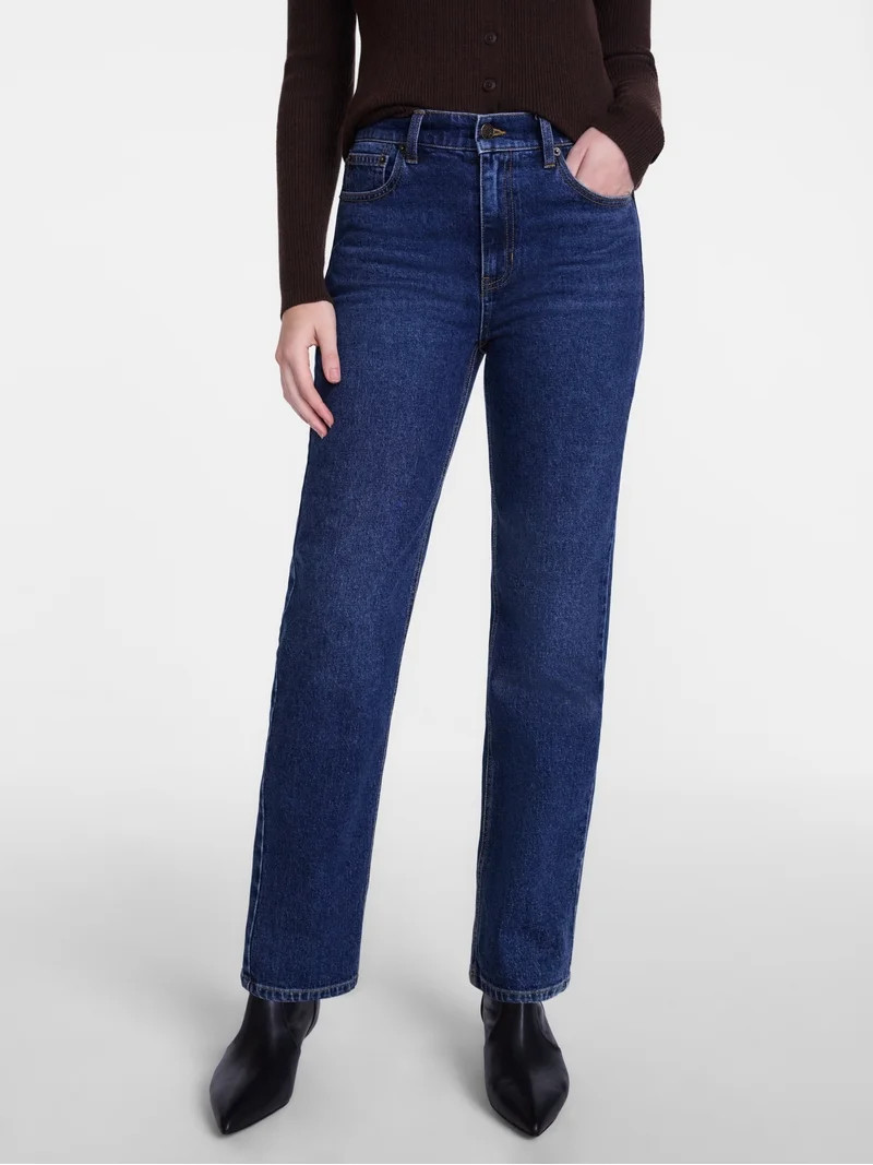 Scenario Women's High Rise Straight Leg Jeans, 30" Inseam, Sizes 0-20 | Walmart (US)