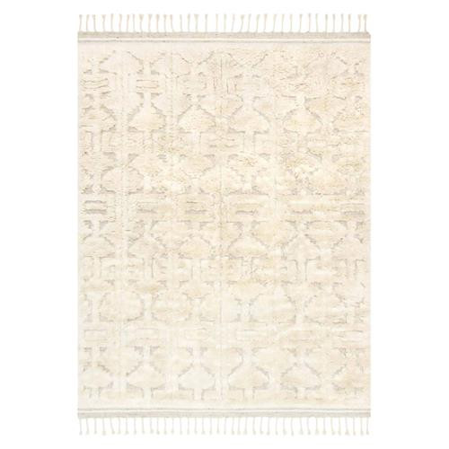 Loloi Hygge Modern Classic Ivory Wool Diamond Patterned Shag Rug - 4'x6' | Kathy Kuo Home