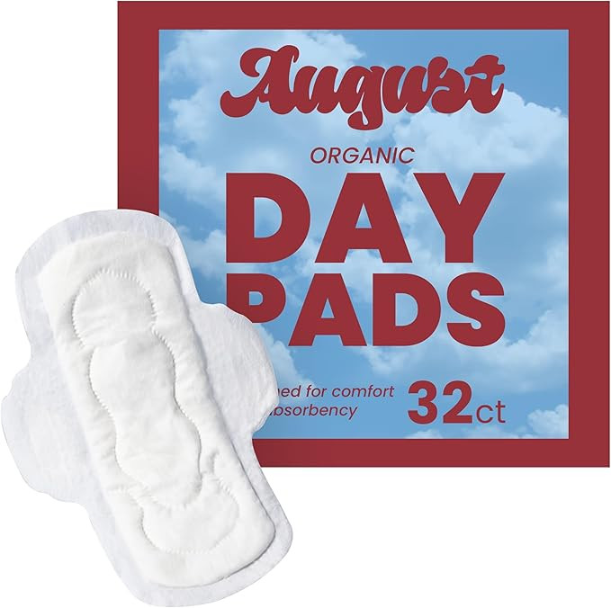 August Organic Menstrual Day Pads, 100% Certified Organic Cotton, Compostable Wrappers, Toxin Fre... | Amazon (US)