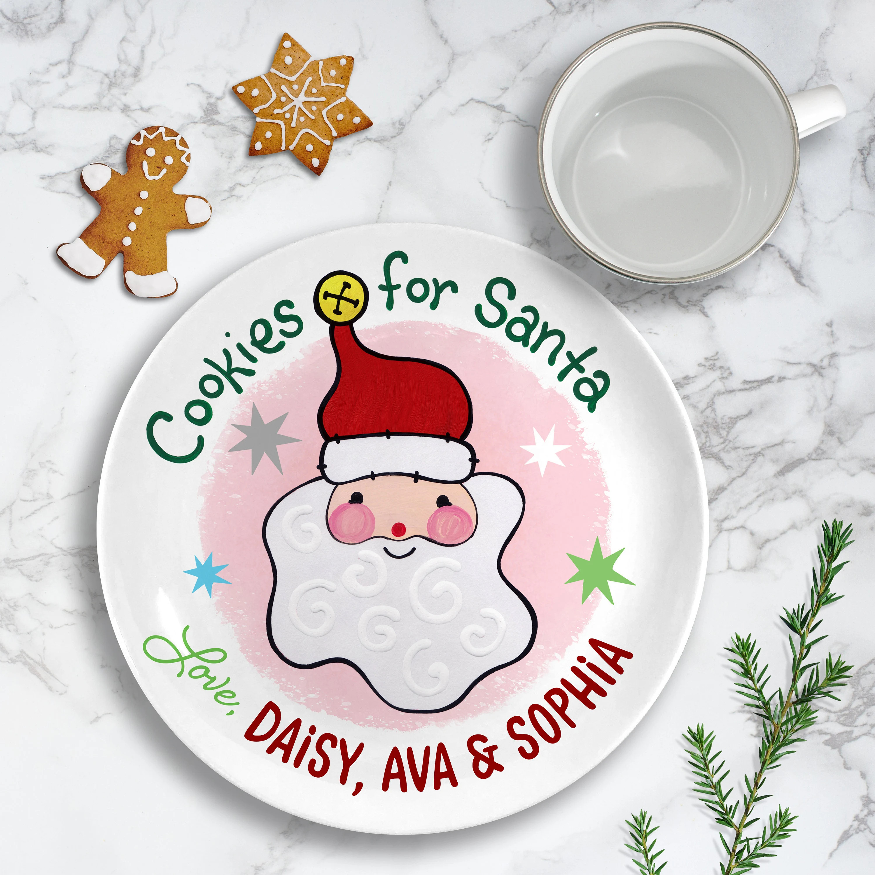Personalized Ceramic Santa Plate: Christmas Cookie Tray | Etsy (Global)