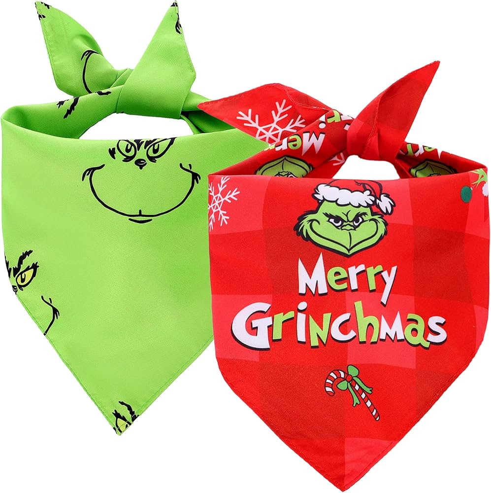 Christmas Dog Bandanas Gifts for Boy Girl, 2 Pcs Premium Durable Square Dog Costumes Bandanas for... | Amazon (US)