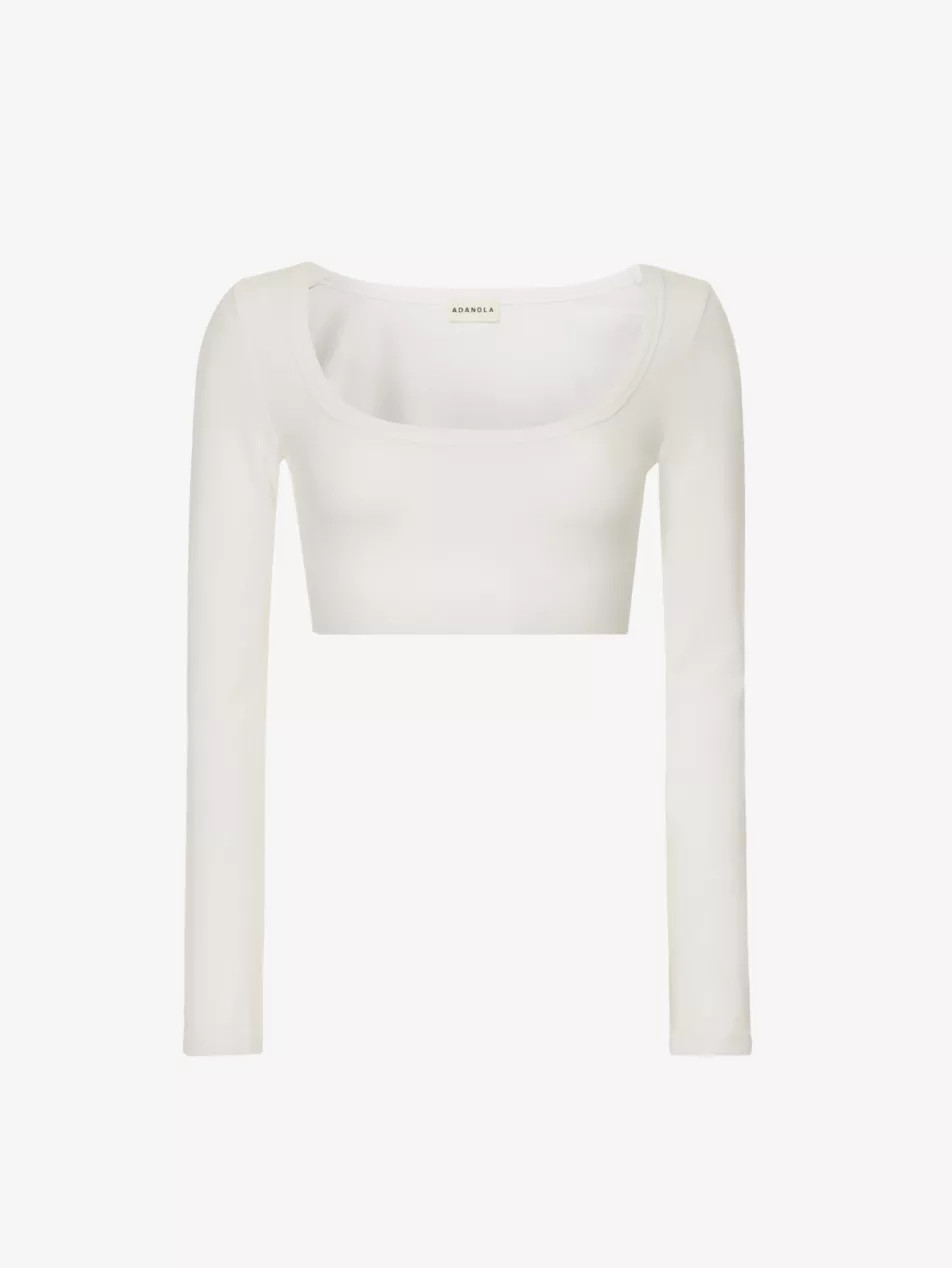 Scoop-neck cropped stretch-cotton top | Selfridges