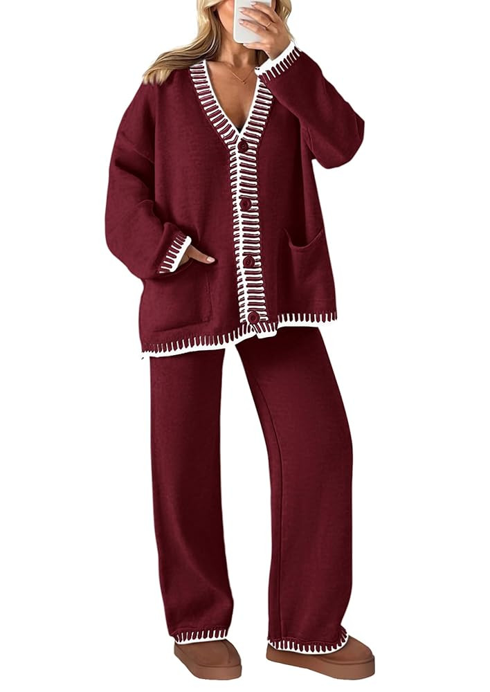 PRETTYGARDEN Lounge Sets for Women Fall 2025 Loungewear 2 Piece Outfits Cardigan Sweaters Track S... | Amazon (US)