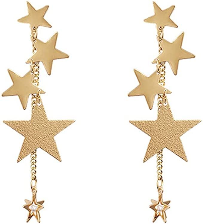 18k Gold Star Long Tassel Dangle Earrings for Women Shooting Star Earrings Meteor Lucky Star Pear... | Amazon (US)