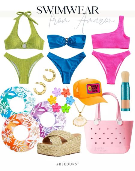 Amazon swimwear, swimsuits from Amazon, Bogg bag dupe, summer sandals, pool outfit, beach outfit, bright swimsuit, two piece swimsuit

#LTKfindsunder50 #LTKSeasonal #LTKswim