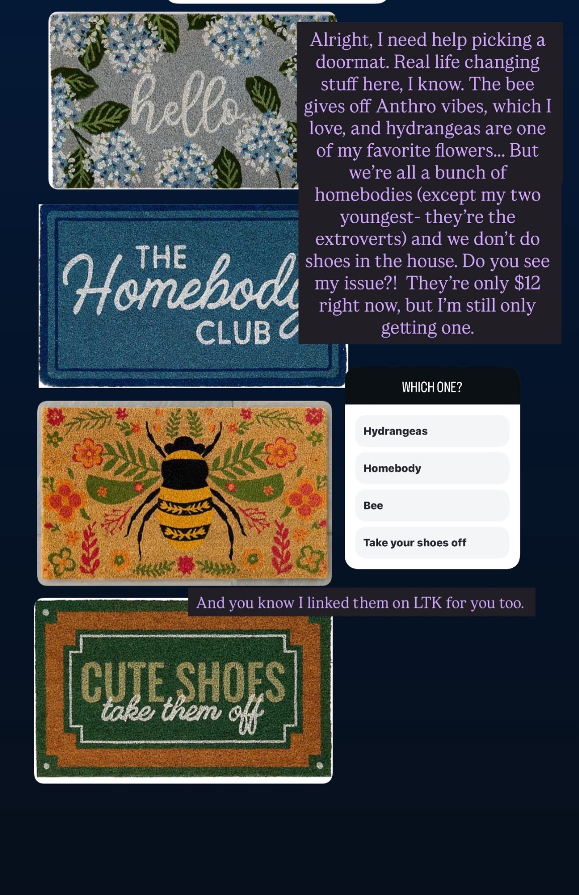 The cutest doormats, all only $12 each right now. 

#LTKFindsUnder50 #LTKHome #LTKSaleAlert