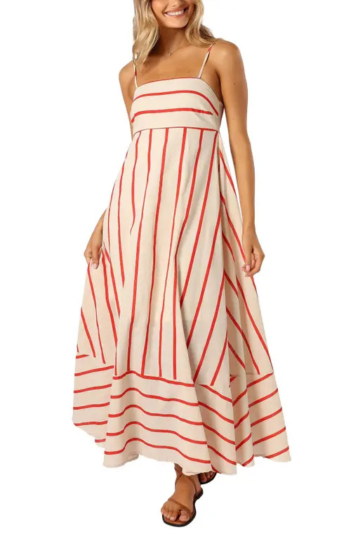 Petal & Pup Brea Stripe Cotton Maxi Sundress in Cream Stripe at Nordstrom, Size X-Large | Nordstrom
