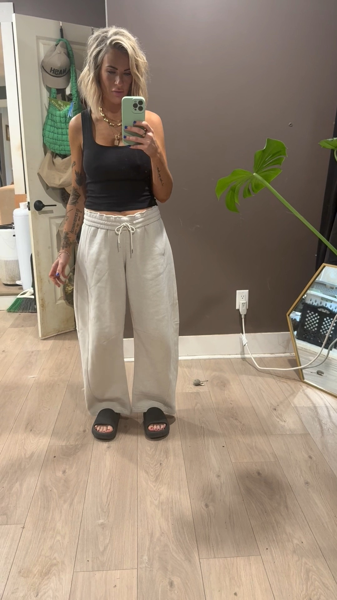 Walmart has the best comfy clothes. You can’t convince me otherwise. These barrel sweats are worth every penny of $20.98. The tank top is an amazing skims dupe. The necklace is new at Walmart and $9.98. Size up in the tank top. I’m wearing a size small in sweatpants (could wear an xs). And a medium in the tank top.

#LTKootd #LTKgrwm #LTKmomlife