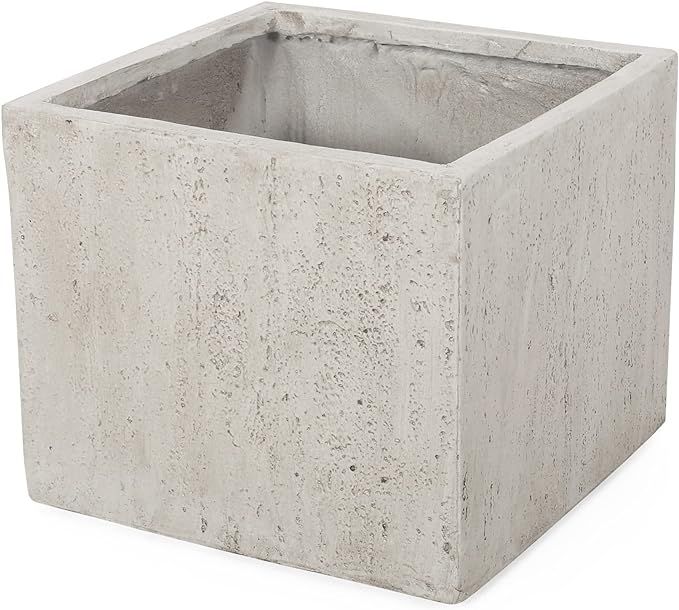 Christopher Knight Home Vanessa Outdoor Modern Large Cast Stone Square Planter, White, 21.50 D x ... | Amazon (US)