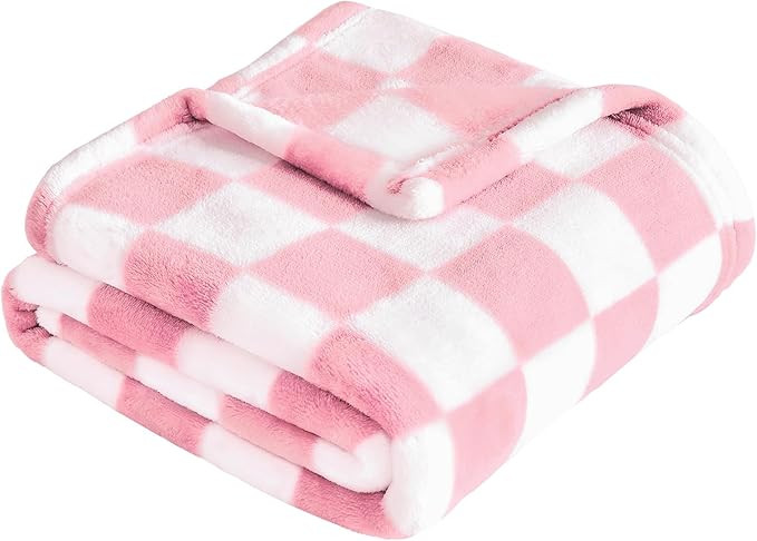 Yurhap Checkered Baby Blanket for Girls Pink Fleece Baby Blankets for Girls Boys, Warmer Comfort ... | Amazon (US)