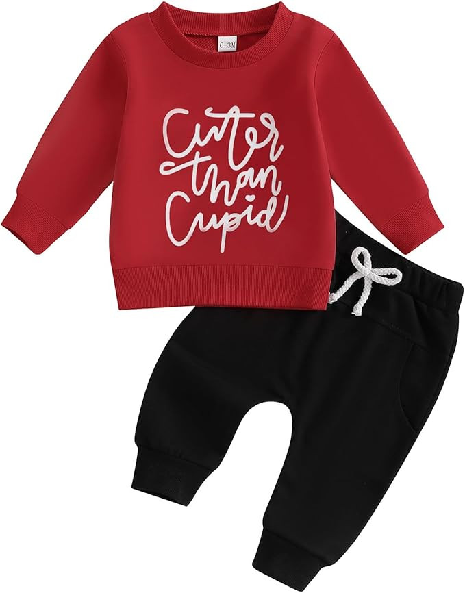 BemeyourBBs Toddler Baby Boy Fall Winter Clothes Funny Letter Long Sleeve Sweatshirt and Pants Se... | Amazon (US)