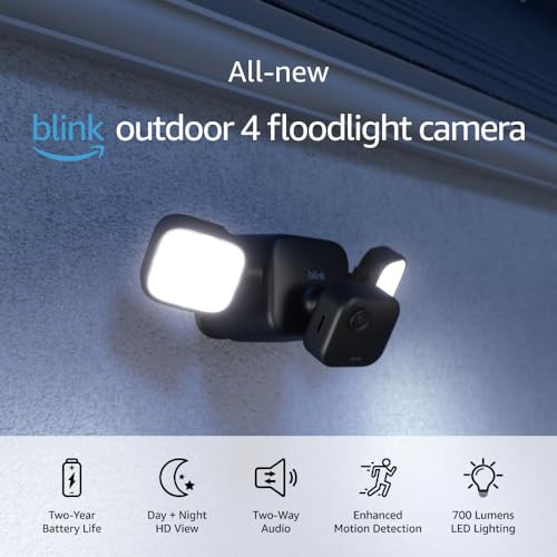 Blink Outdoor 4 Floodlight Camera – Wire-free smart security camera, 700 lumens, two-year batte... | Amazon (US)