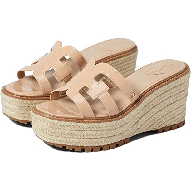 Sam Edelman Laine Beige Blush Wedge Heel Open Toe Slip On Espadrille Sandals (Beige Blush, 7.5) | Walmart (US)