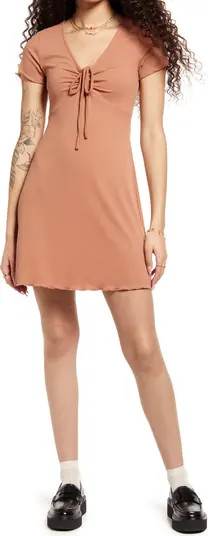BP. Tie Front Lettuce Edge Minidress | Nordstromrack | Nordstrom Rack