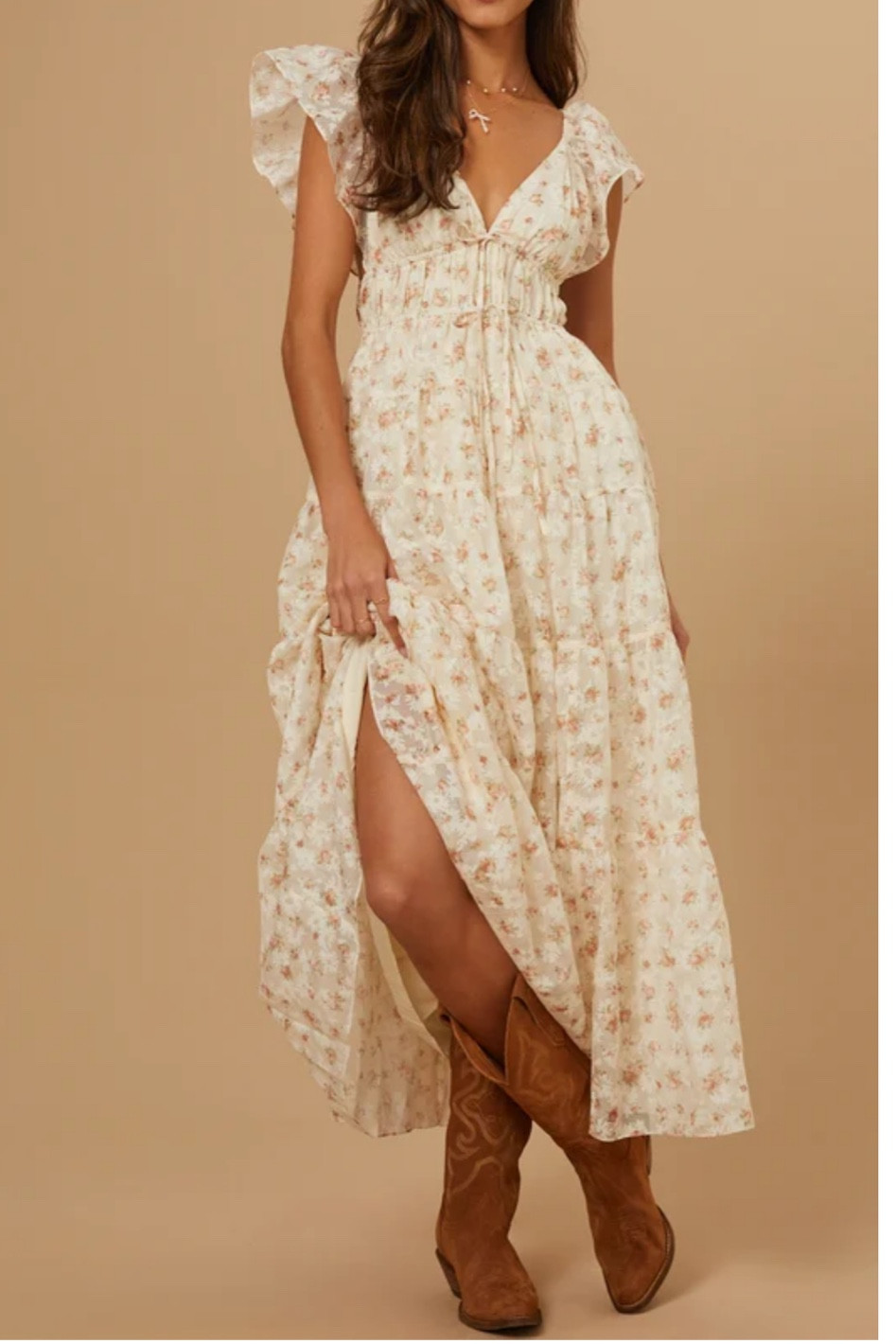 red off the shoulder maxi dress Carmel