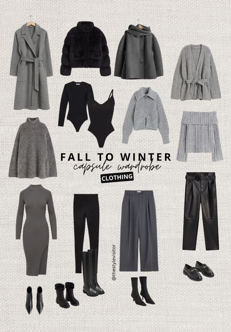 Some capsule wardrobe items in grey ✨ I personally can’t live without body suits, a knit dress, black leggings, full length trousers with tight underneats, leather trousers, zip cardigans, mohair knits and off shoulder jumpers this winter. Hope this inspires you! 

Read the size guide/size reviews to pick the right size.

Leave a 🖤 to favorite this post and come back later to shop

Capsule wardrobe, winter capsule wardrobe, boots, winter boots, black boots, grey, h&m, &otherstories, basics

#LTKworkwear #LTKSeasonal #LTKstyletip