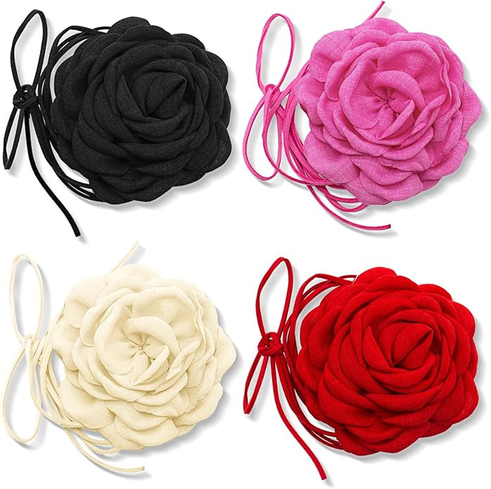 3/4/5PCS Flower Choker Necklace for Women Big Rose Flower Necklace Set Big Floral Necklace Velvet... | Amazon (US)