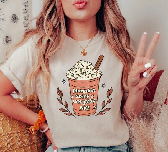 Cute Pumpkin Spice Coffee Shirt Women's Fall Graphic Tee - Etsy | Etsy (US)