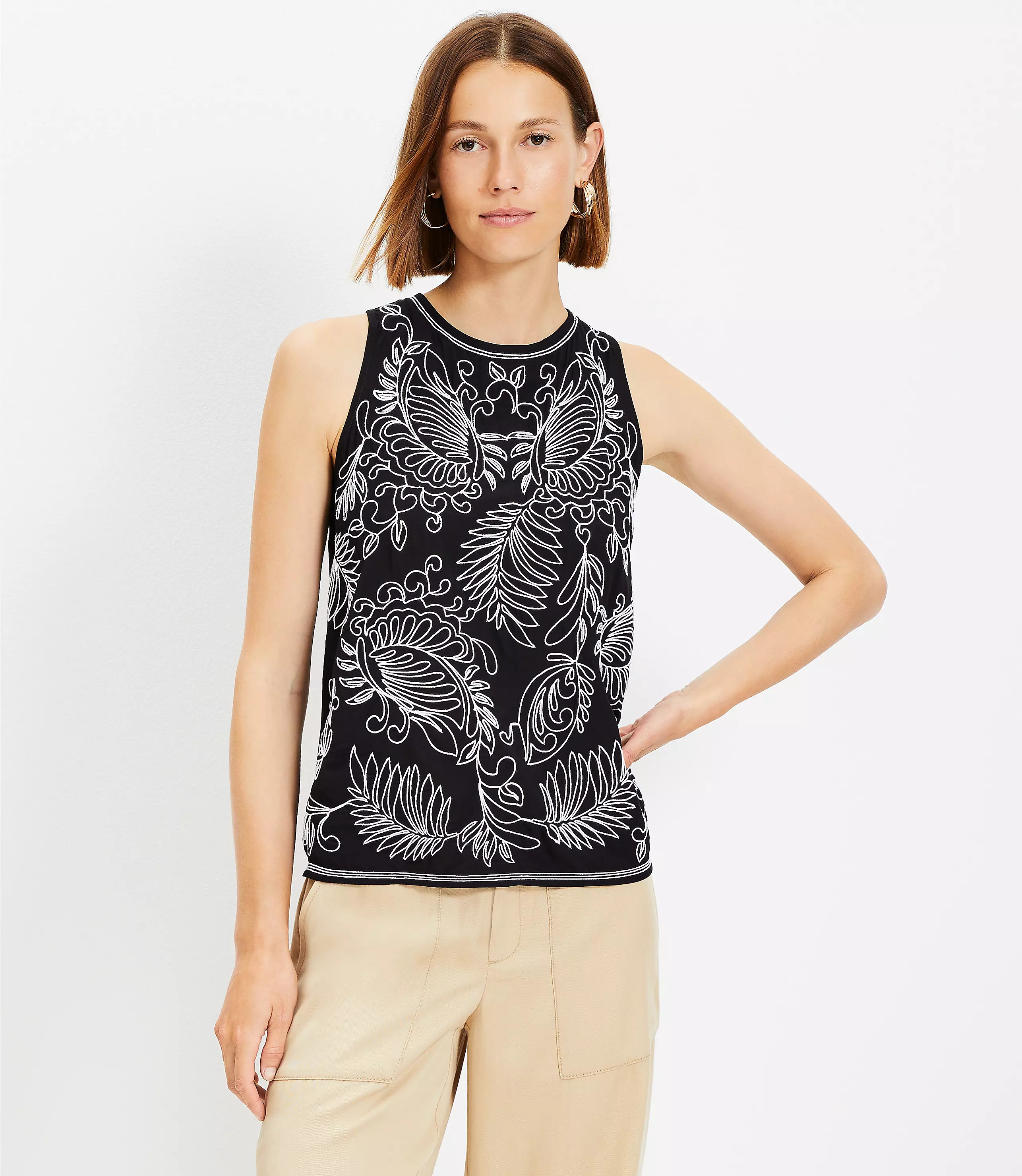 Embroidered Shell | LOFT