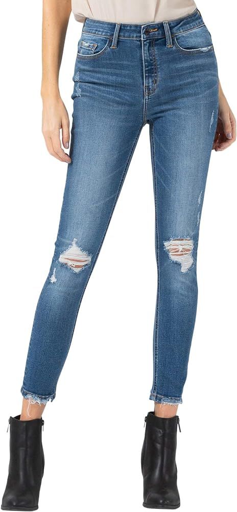 VERVET by Flying Monkey Women's High Rise Distressed Skinny Ankle Jeans | Amazon (US)