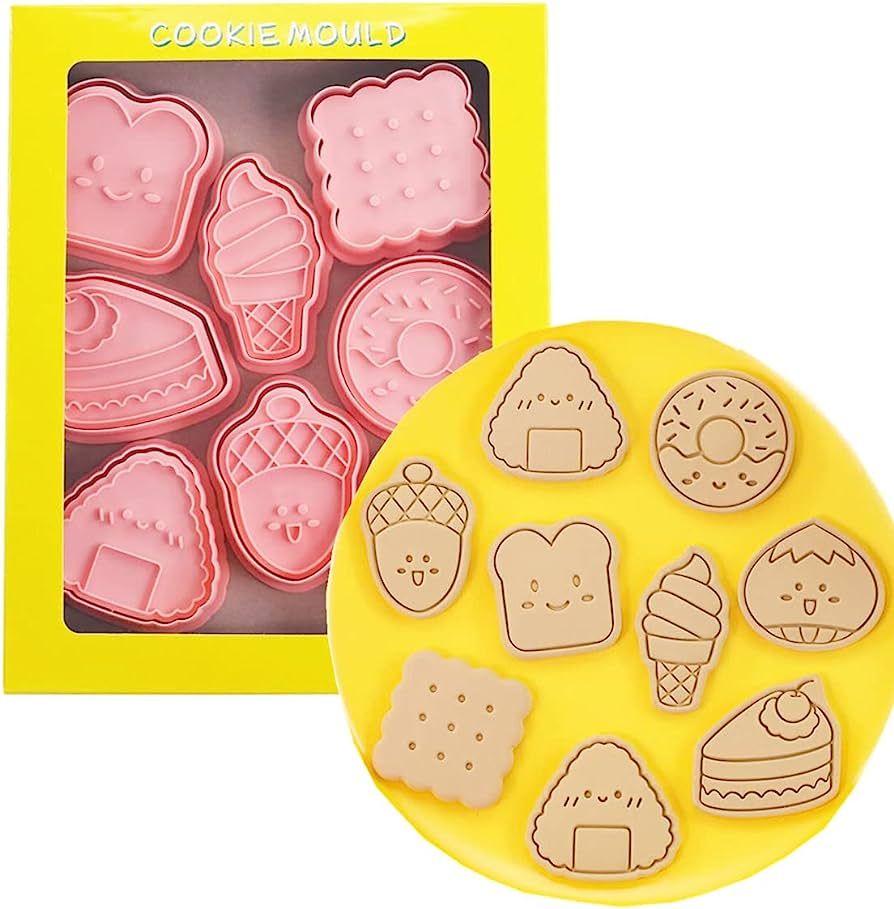 8 Pieces Cute Icecream Cookie Moulds For Baking Cookie Press Donut Cookie Mould Set Kitchen Tools... | Amazon (US)