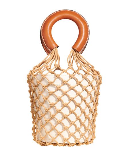 Staud Moreau Leather and Net Bucket Bag | Bergdorf Goodman