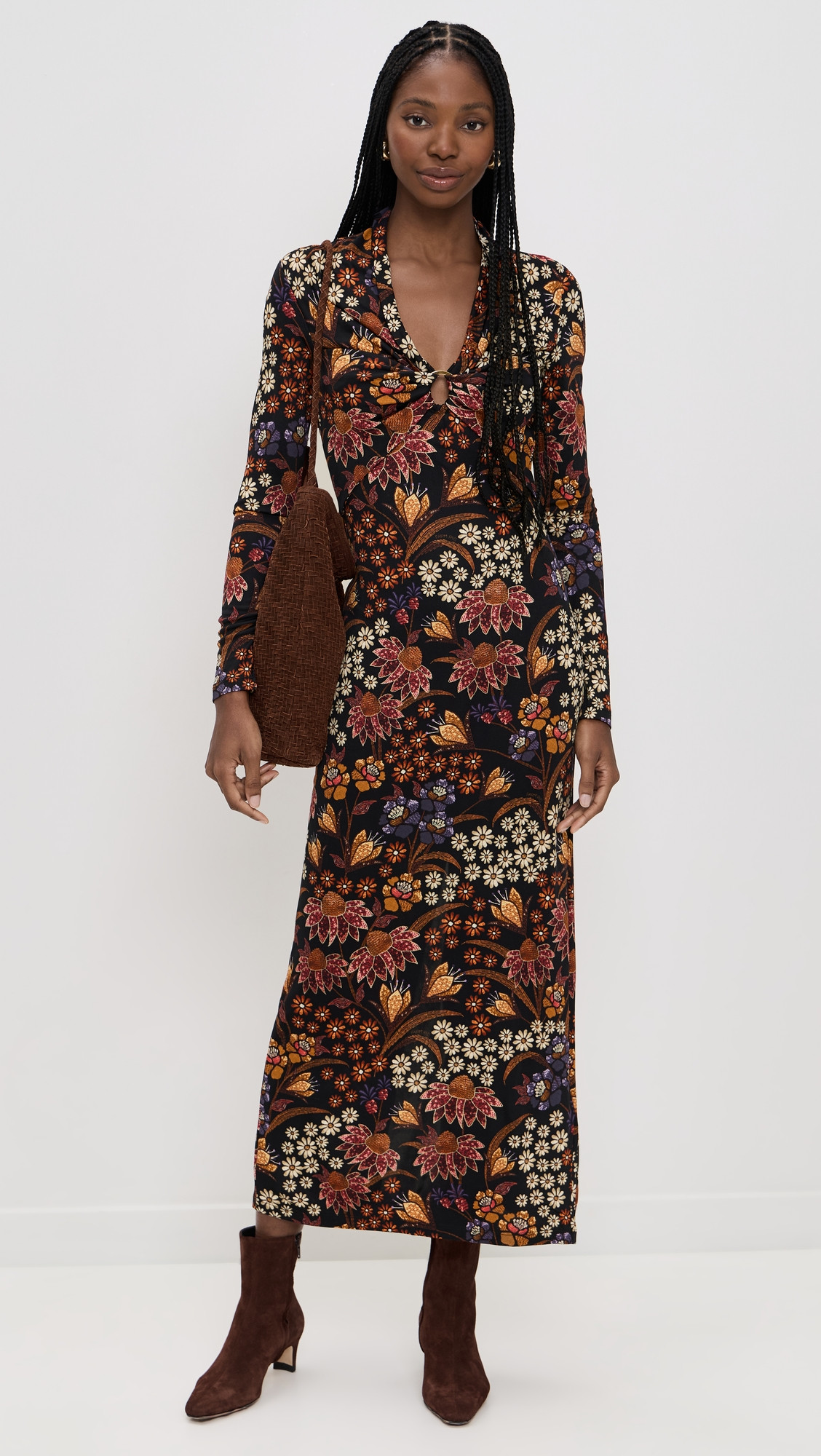 FARM Rio Lili Black Long Sleeve Maxi Dress Lili Black M | Shopbop