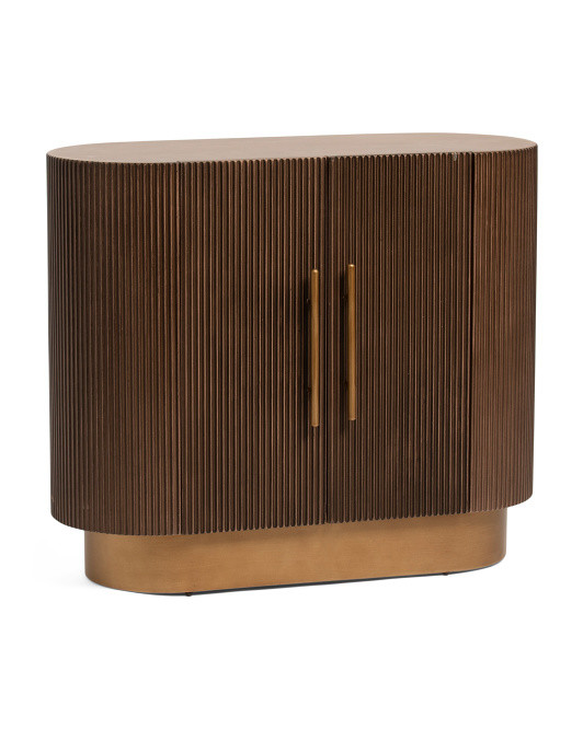 32x28in Fluted Wood Rounded 2 Door Cabinet | TJ Maxx