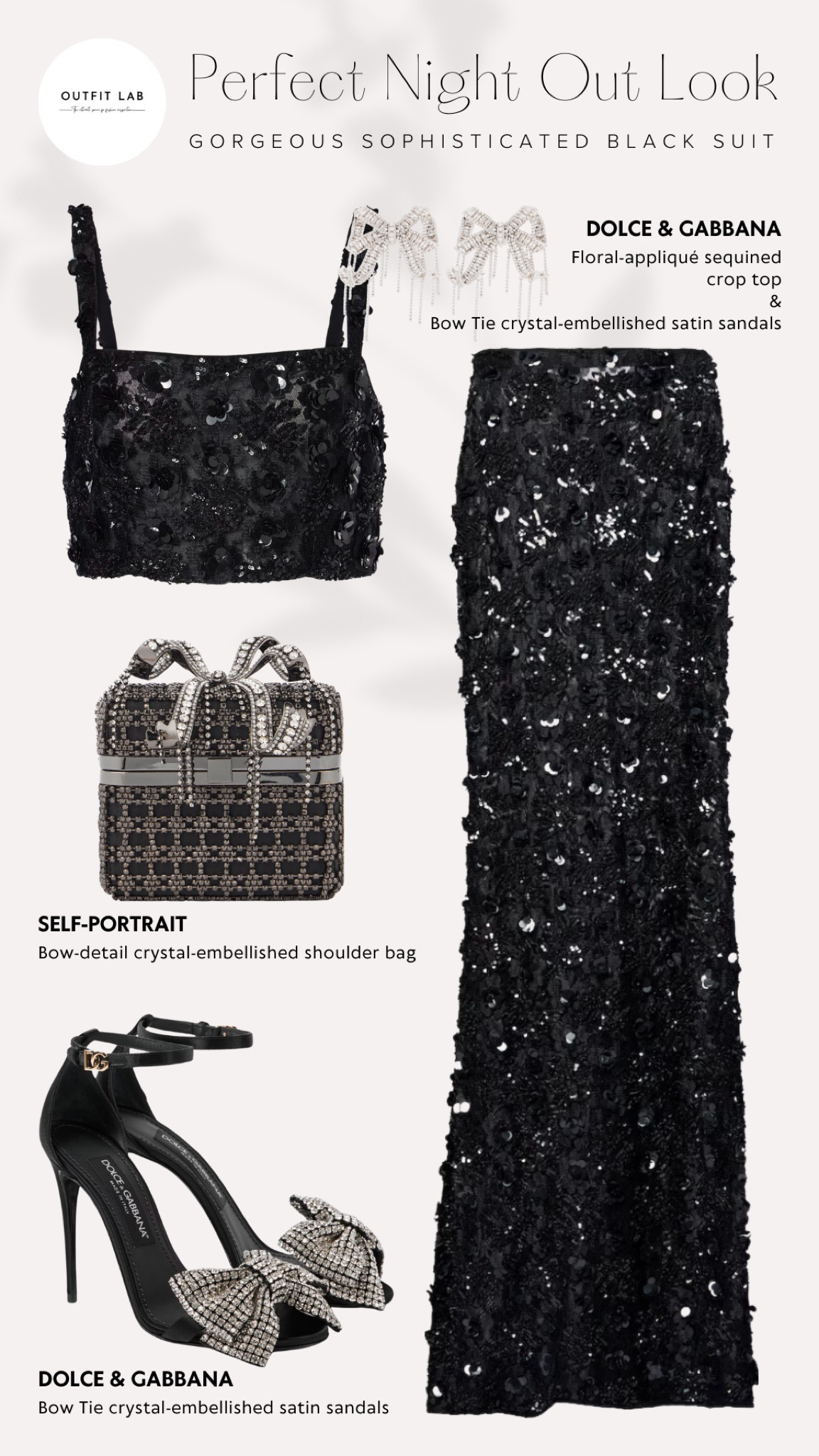 Gorgeous Sophisticated Black Suit: Perfect Night Out Look – Shop Now!

Step into sophistication with this gorgeous black suit perfect for a night out. Featuring a sleek Dolce & Gabbana skirt and top, paired with matching sandals for a chic, coordinated look. Complete the ensemble with a stylish Self-Portrait bag and elegant earrings. This outfit blends elegance with modern flair, making it ideal for any special occasion. Shop now to elevate your night out style!

#LTKWedding #LTKParties #LTKStyleTip