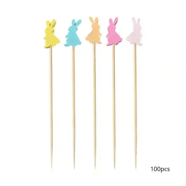 1 Packs Colorful Easter Bunny Fruit Skewers 100Pcs Disposable Bamboo Sticks for Party Decorations... | Walmart (US)