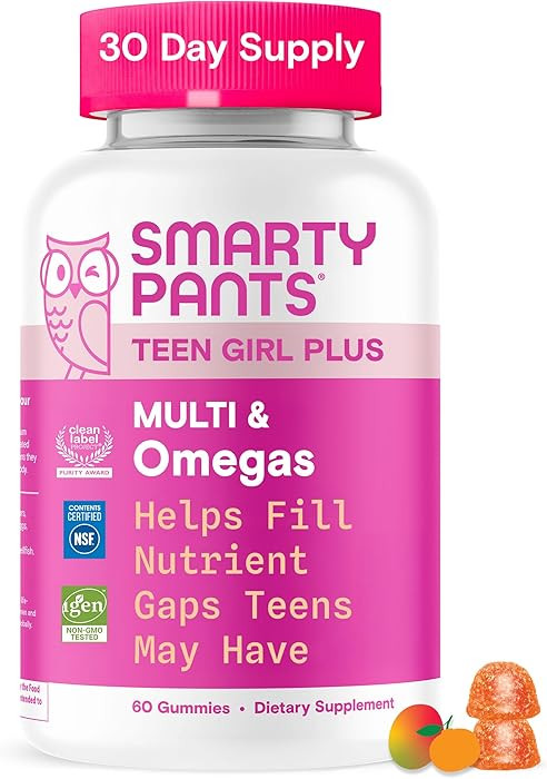 SmartyPants Teen Girl Multivitamin Gummies - Improved Formula: Omega 3 (DHA/EPA), Vitamin C, D3, ... | Amazon (US)