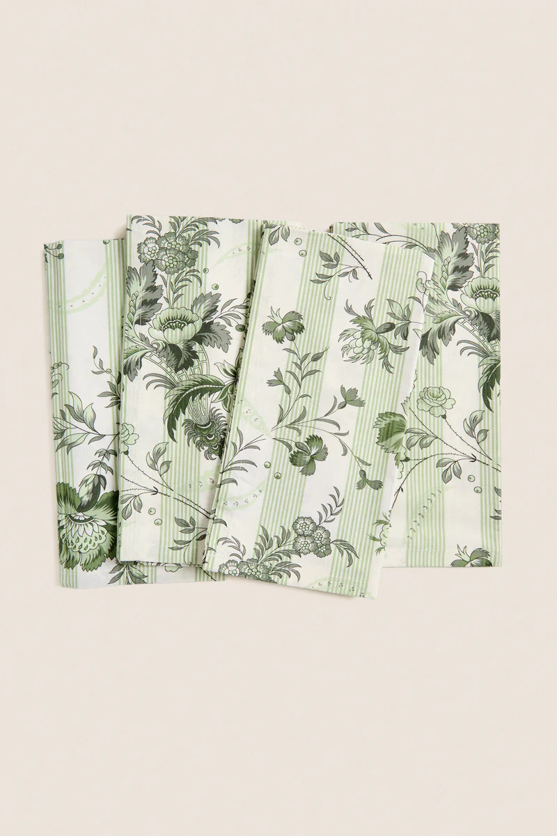 Sage Powder Room Chintz Printed Napkins Set of 4 | Tuckernuck (US)