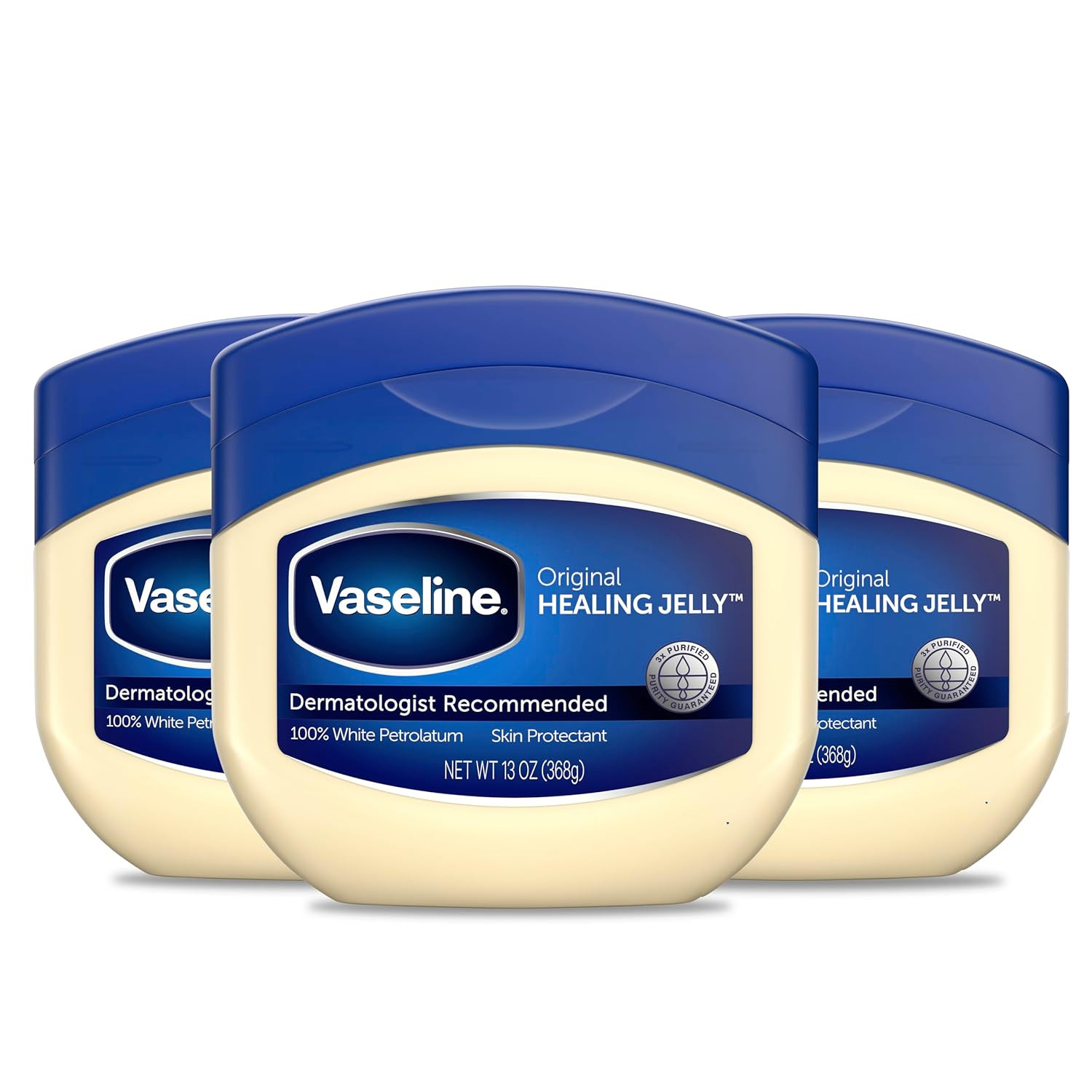 Vaseline Petroleum Jelly Original 3 Count Provides Dry Skin Relief And Protects Minor Cuts Dermatologist Recommended And Locks In Moisture 13oz | Amazon (US)
