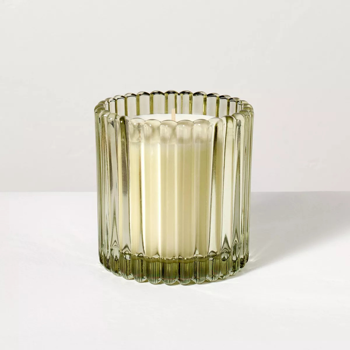 Ribbed Glass Cedar and Lemon Jar Candle Green 8.5oz - Hearth & Hand™ with Magnolia | Target