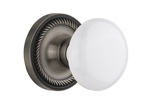 Nostalgic Warehouse Rope Rosette Interior Mortise White Porcelain Door Knob in Antique Pewter | Amazon (US)
