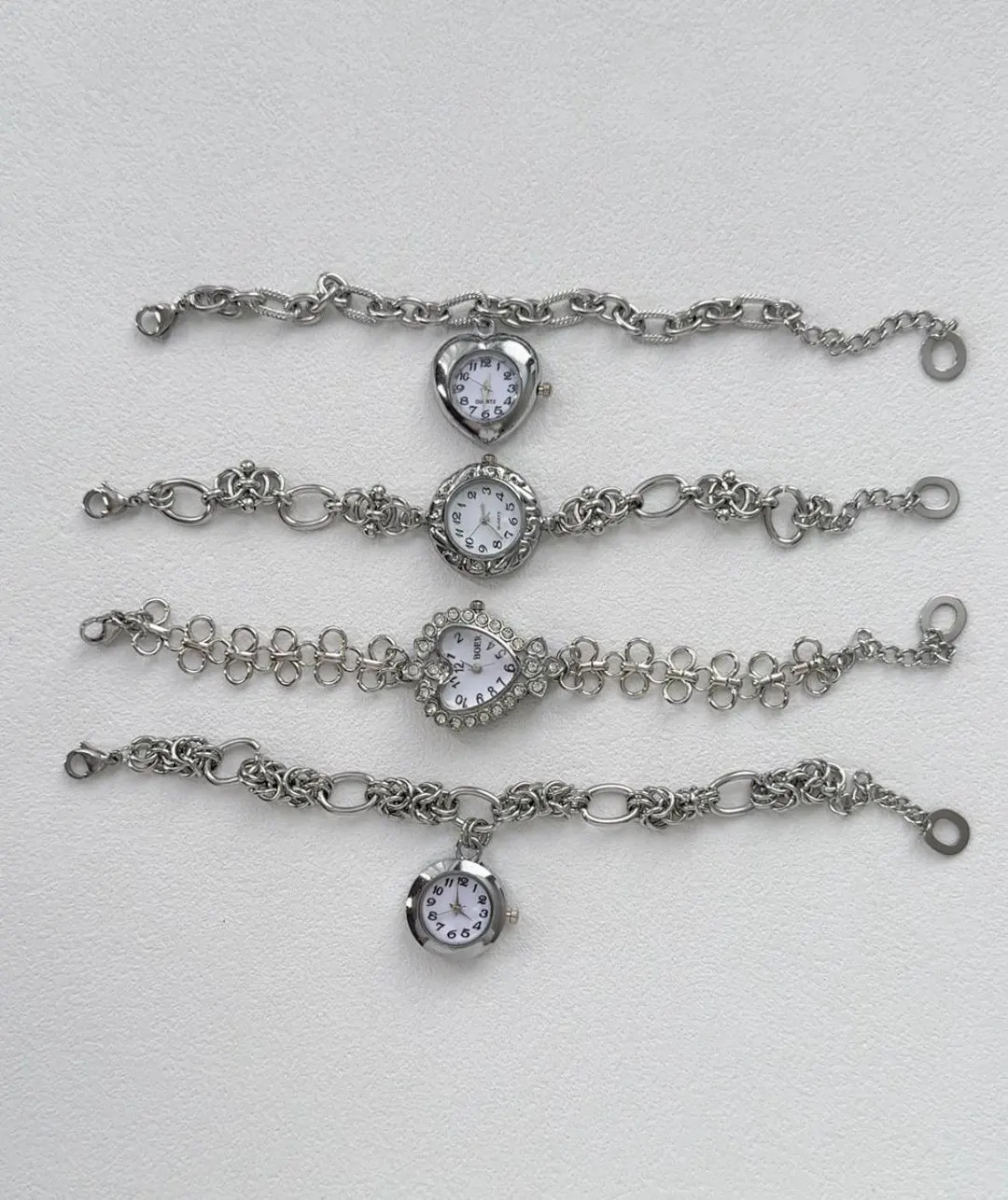 Vintage Silver Watch Charm Bracelet | Heart Round Dial Chain Bracelet | Gothic Y2K Jewelry for Wo... | Etsy (US)