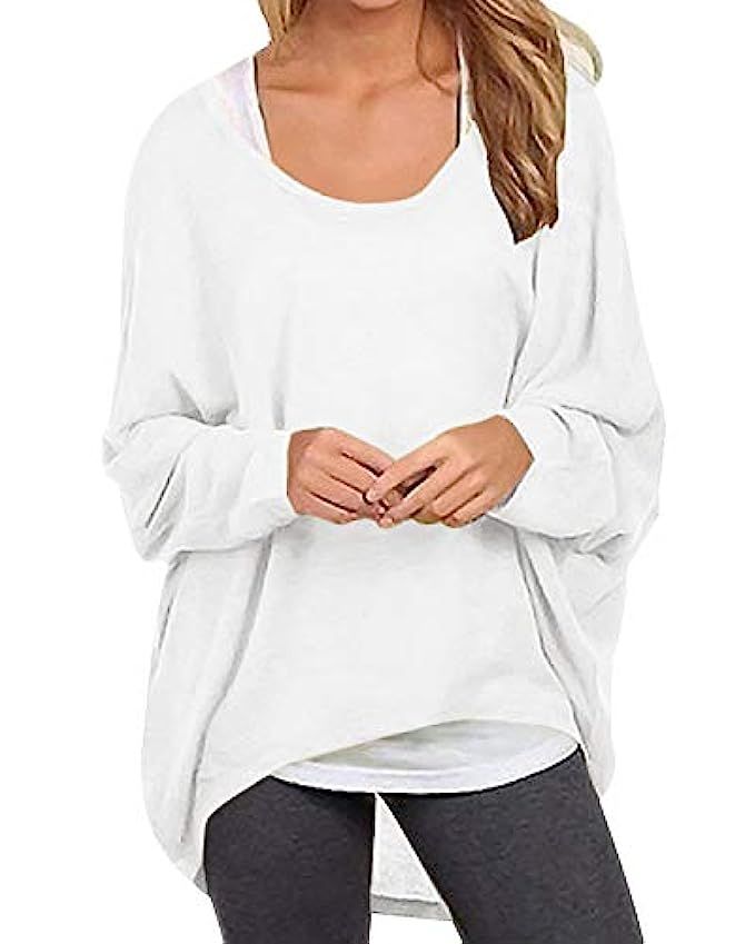 Yidarton Womens Sweater Casual Oversized Baggy Off-Shoulder Long Sleeve Pullover Shirts Tops | Amazon (US)