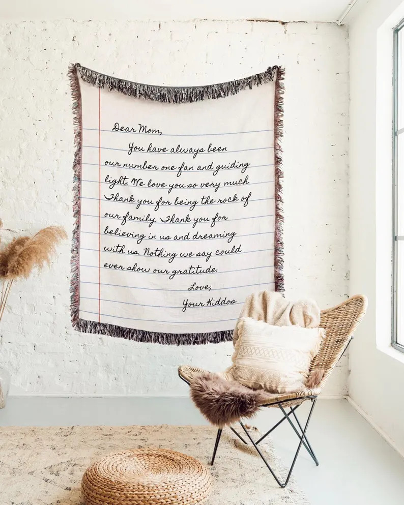 Woven Letter Blanket Personalized Handwriting Mom Love Kid Art Blanket Grandma Gift Step Dad Birt... | Etsy (US)