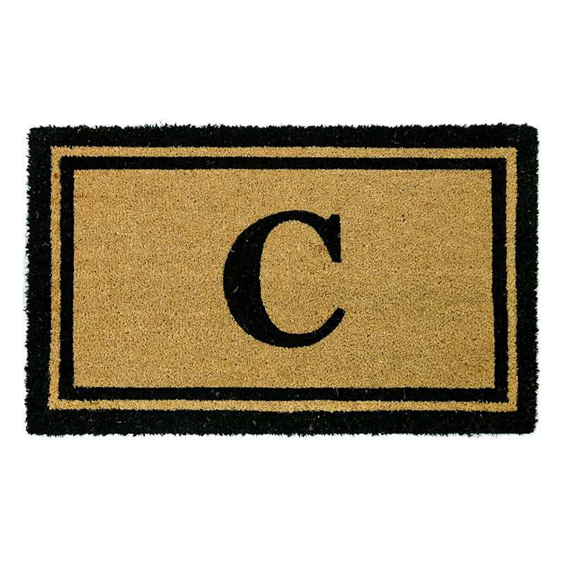 Black Monogrammed C Coir Mat, 18x30 | At Home