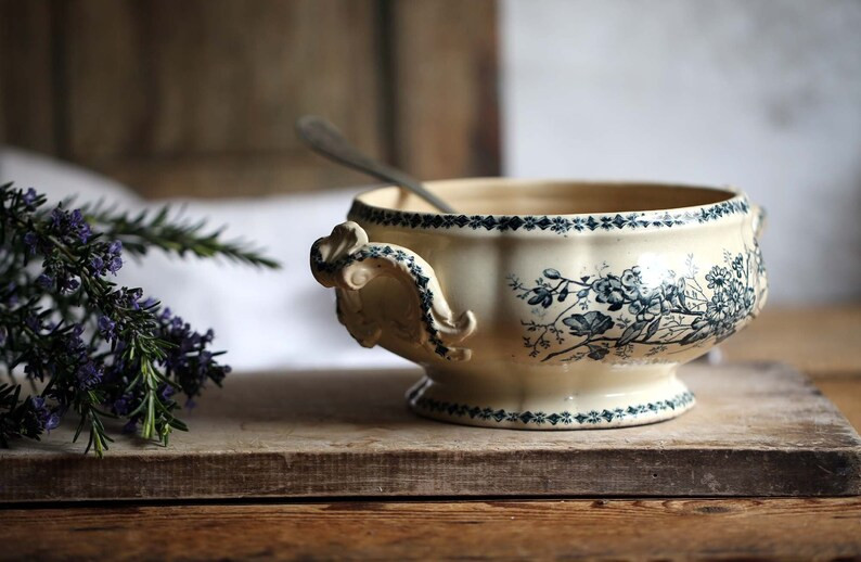 Small French Antique Blue Transferware Ironstone Teastained | Etsy | Etsy (US)