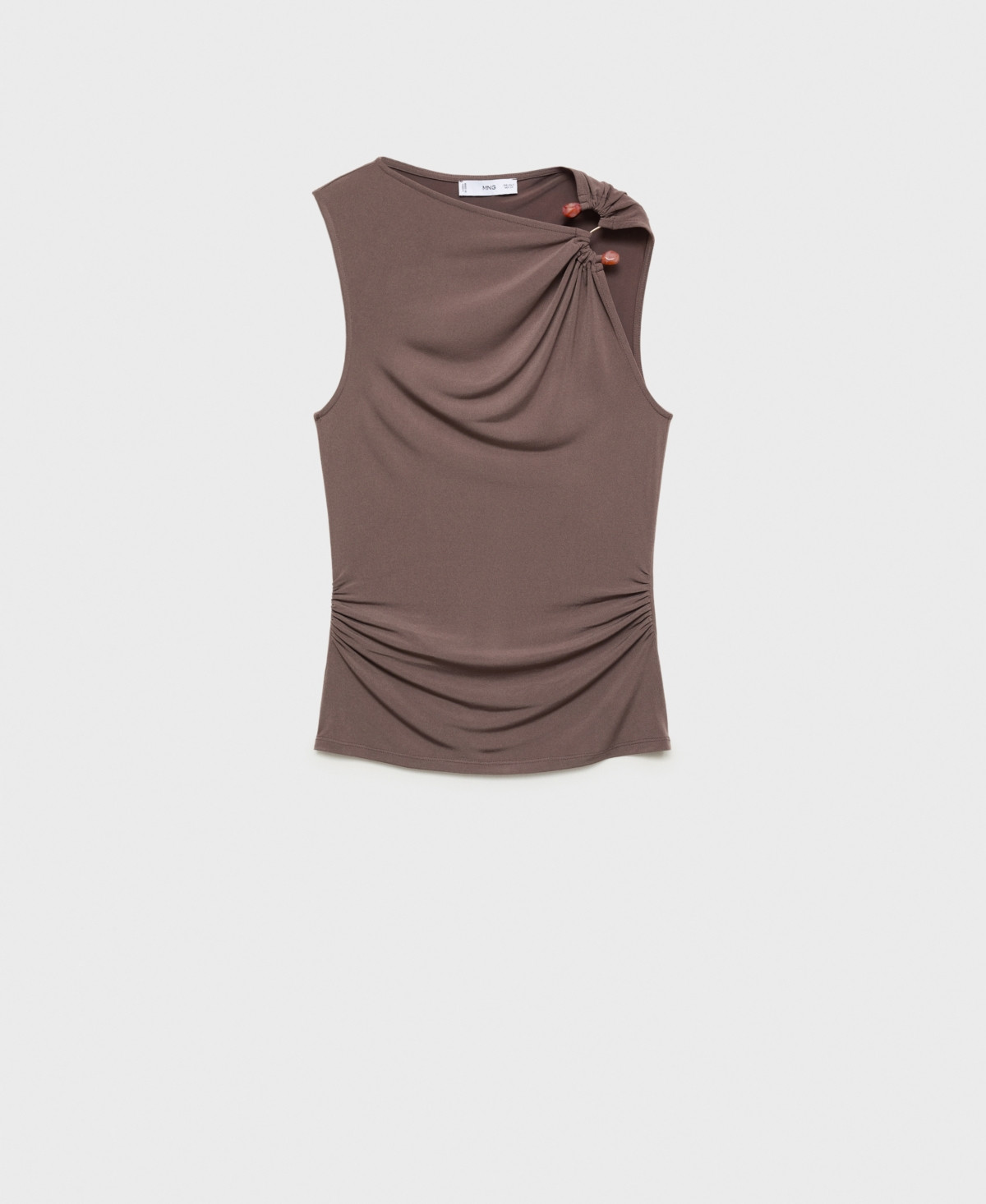Mango Women's Jewel Detail Ruched Top - Light, Pastel Brown | Macy's