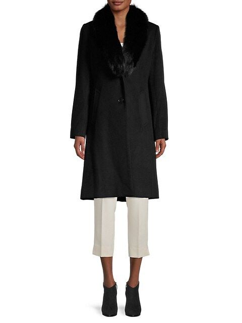 Sofia Cashmere Fox Fur-Collar Knee-Length Wool-Blend Coat on SALE | Saks OFF 5TH | Saks Fifth Avenue OFF 5TH