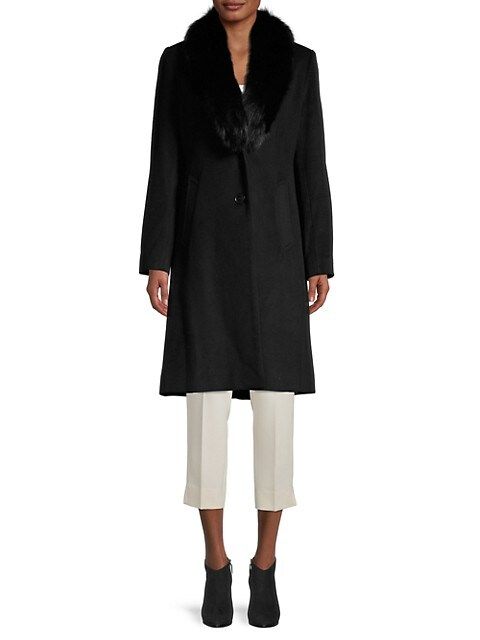 Sofia Cashmere Fox Fur-Collar Knee-Length Wool-Blend Coat on SALE | Saks OFF 5TH | Saks Fifth Avenue OFF 5TH (Pmt risk)