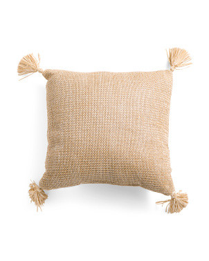 20x20 Indoor Outdoor Natural Fiber Tassel Pillow | TJ Maxx