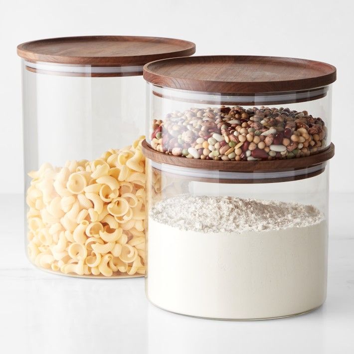Hold Everything Stacking Canisters, Walnut | Williams-Sonoma