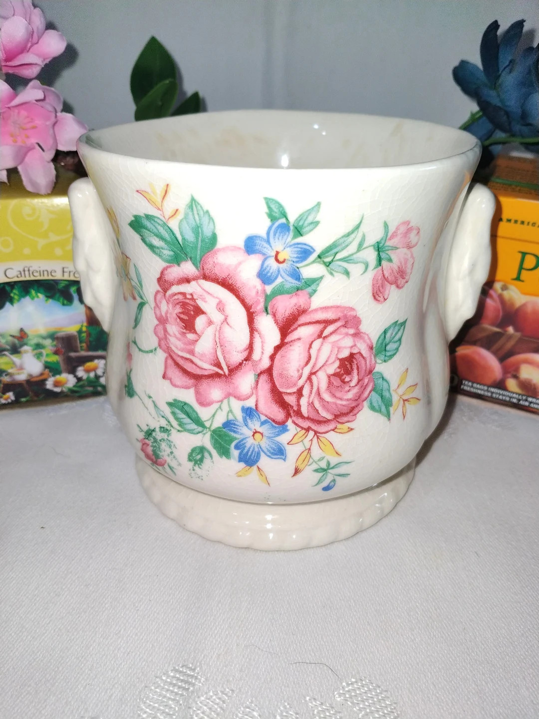 Floral Vase or Planter Vintage Royal Copley Coffee Tea Bar Farmhouse Decor - Etsy | Etsy (US)